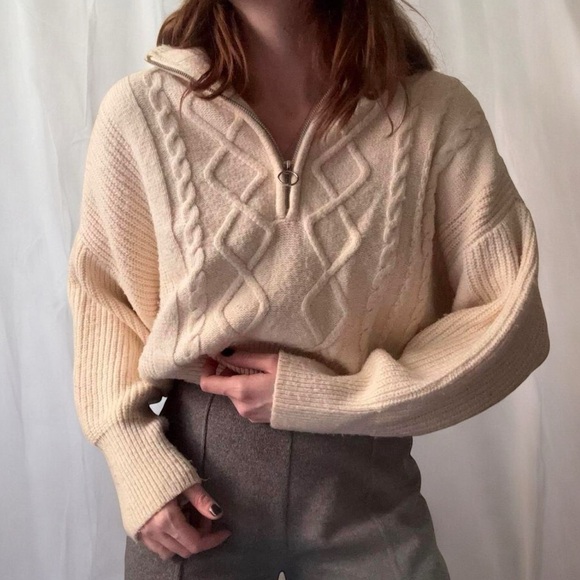 Urban Outfitters • Cream Cable Knit Sweater - Picture 1 of 4
